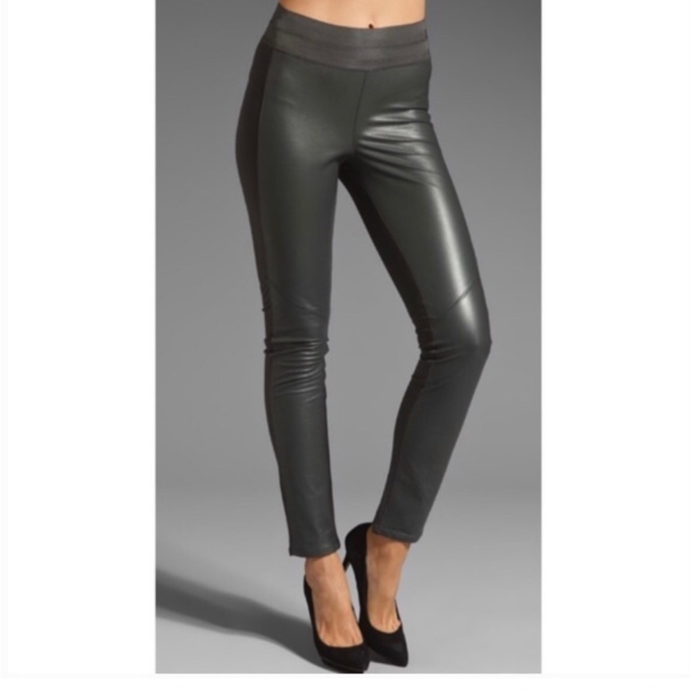 Paige Black Label Paloma Leather Phanton Grey Leggings